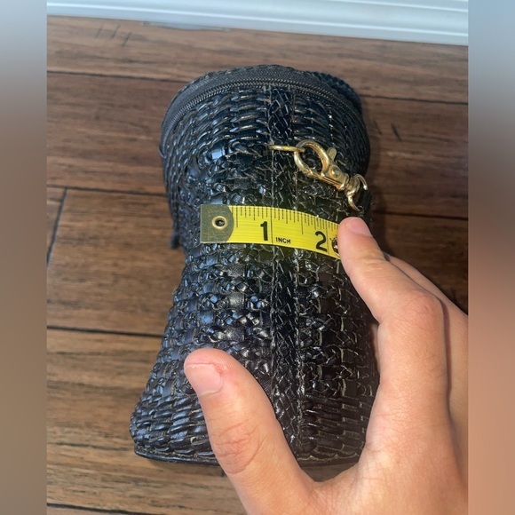 Vintage🖤woven leather bag top handle basket bag black shoulder bag crossbody - Picture 7 of 16